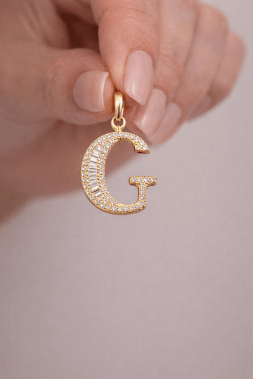 Baget Taşlı Harf Kolye Ucu - 1