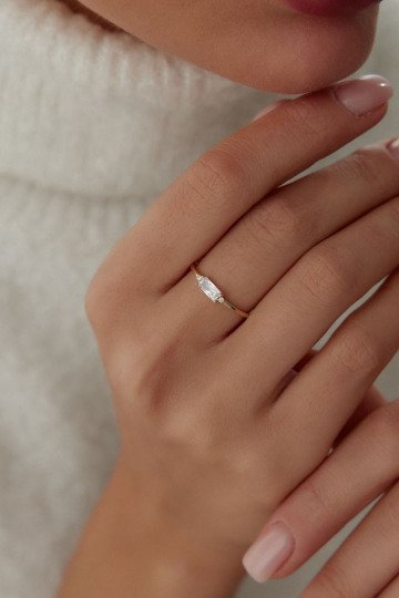 Baget Taşlı Minimal Yüzük - 1