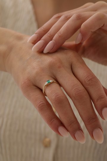 Baget Taşlı Zümrüt Yüzük - 2