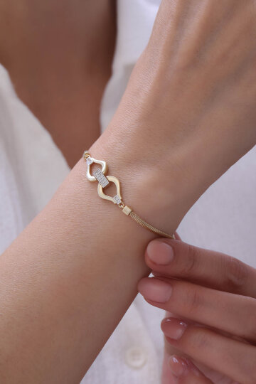 Balık Sırtı Taşlı Damla Bileklik - 1