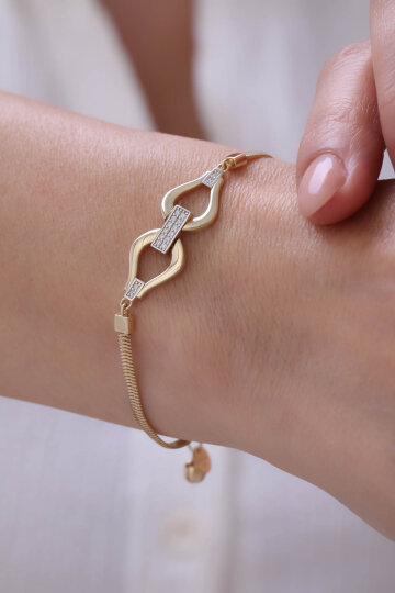 Balık Sırtı Taşlı Damla Bileklik - 2