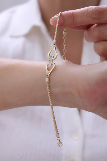 Balık Sırtı Taşlı Damla Bileklik - 3