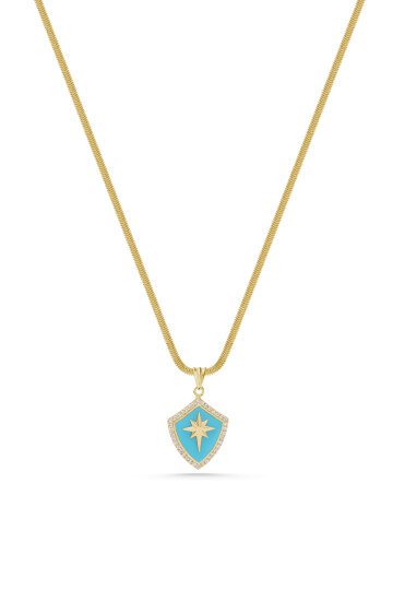 Balık Sırtı Turkuaz Mineli Kuzey Yıldızı Kolye - 2