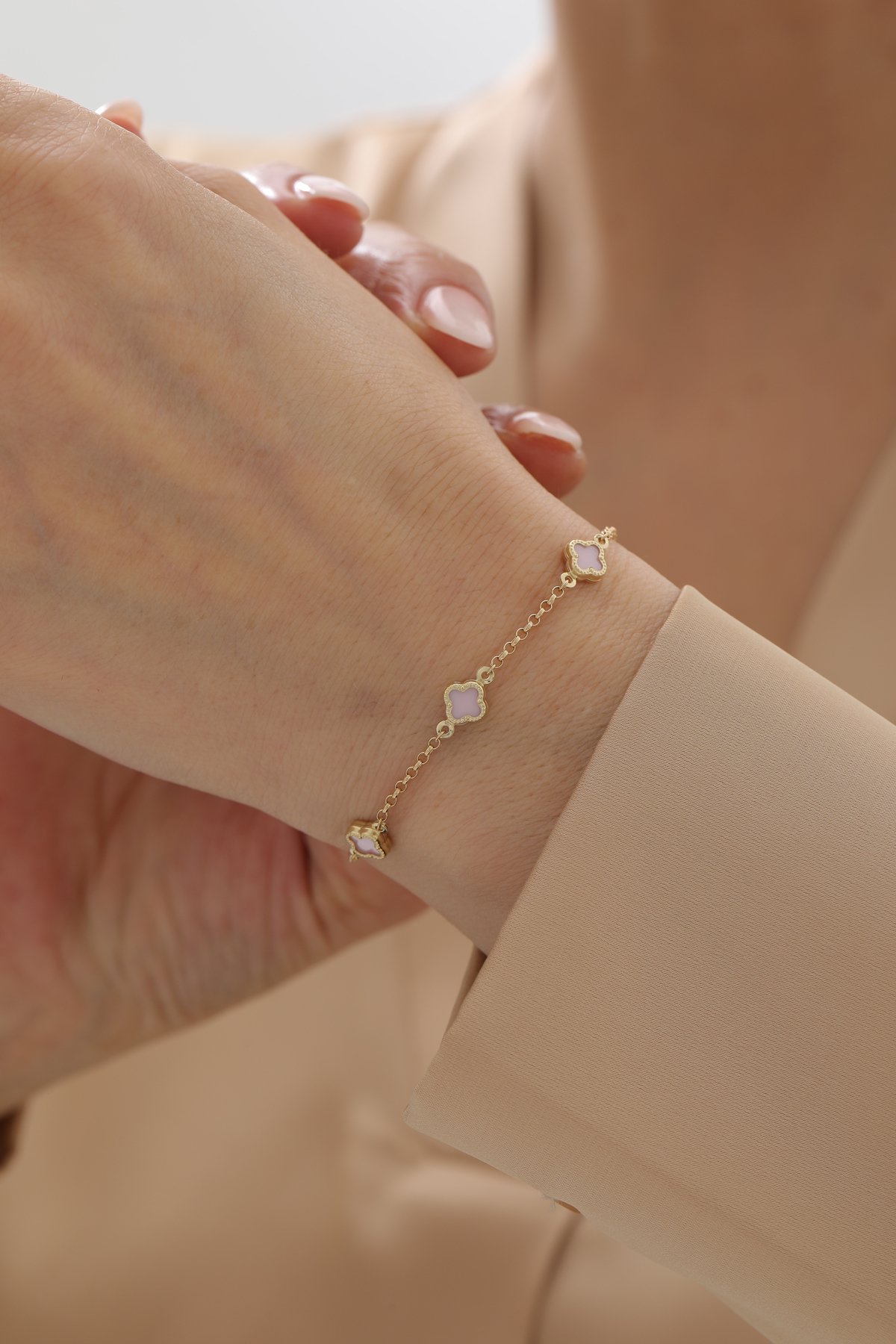 Beşli Yonca Bileklik - Pembe - Yavuz Kuyumculuk (1)