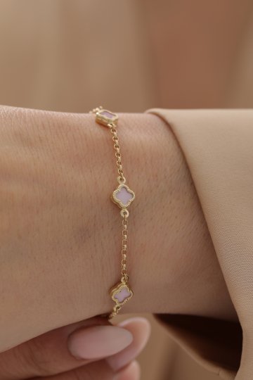 Beşli Yonca Bileklik - Pembe - 2