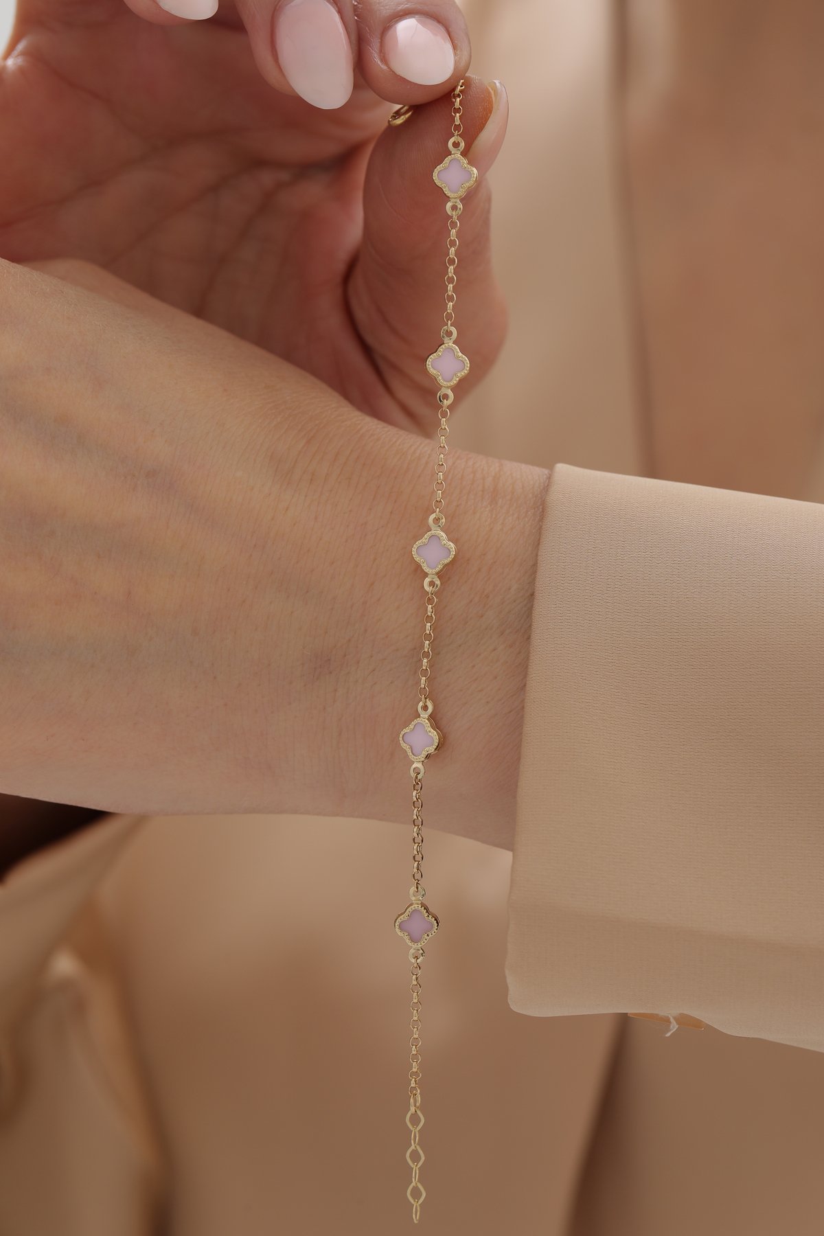 Beşli Yonca Bileklik - Pembe - Yavuz Kuyumculuk (3)