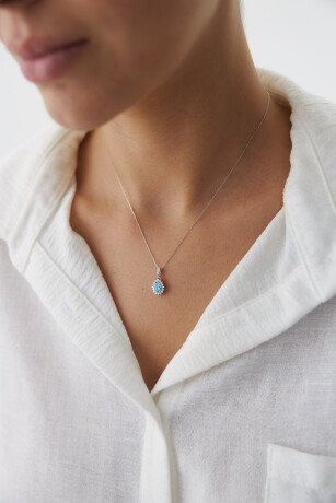 Beyaz Altın Damla Taşlı Kolye - 3