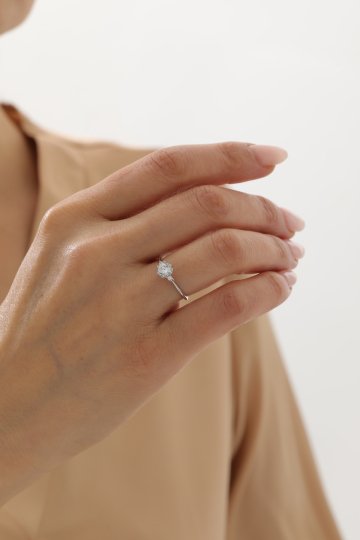 Beyaz Altın Modern Tektaş Yüzük - 1