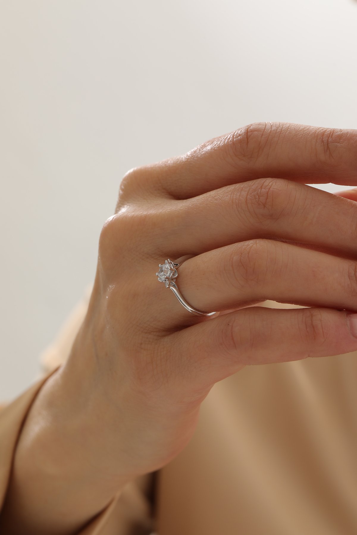 Beyaz Altın Modern Tektaş Yüzük - Yavuz Kuyumculuk (1)