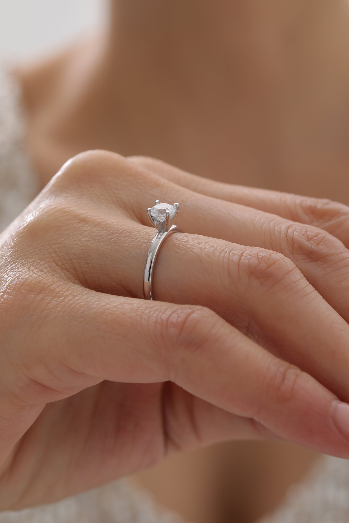 Beyaz Altın Tektaş Yüzük - Yavuz Kuyumculuk (1)