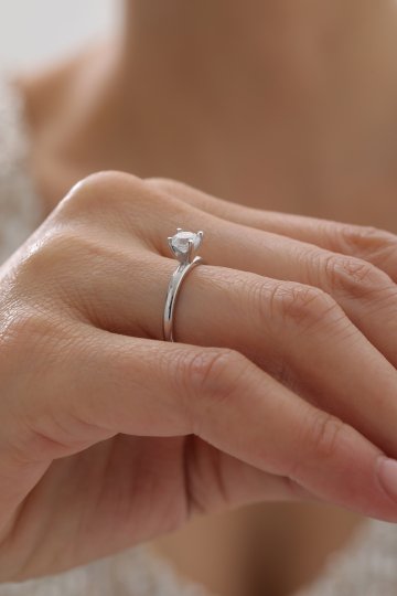 Beyaz Altın Tektaş Yüzük - 2