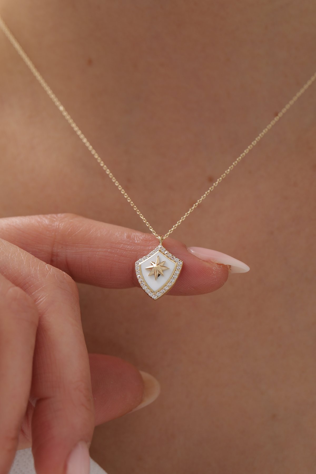 Beyaz Mineli Kuzey Yıldızı Kolye - Yavuz Kuyumculuk (2)