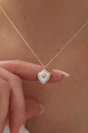 Beyaz Mineli Kuzey Yıldızı Kolye - 3