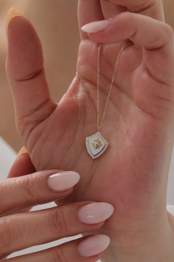 Beyaz Mineli Kuzey Yıldızı Kolye - 4