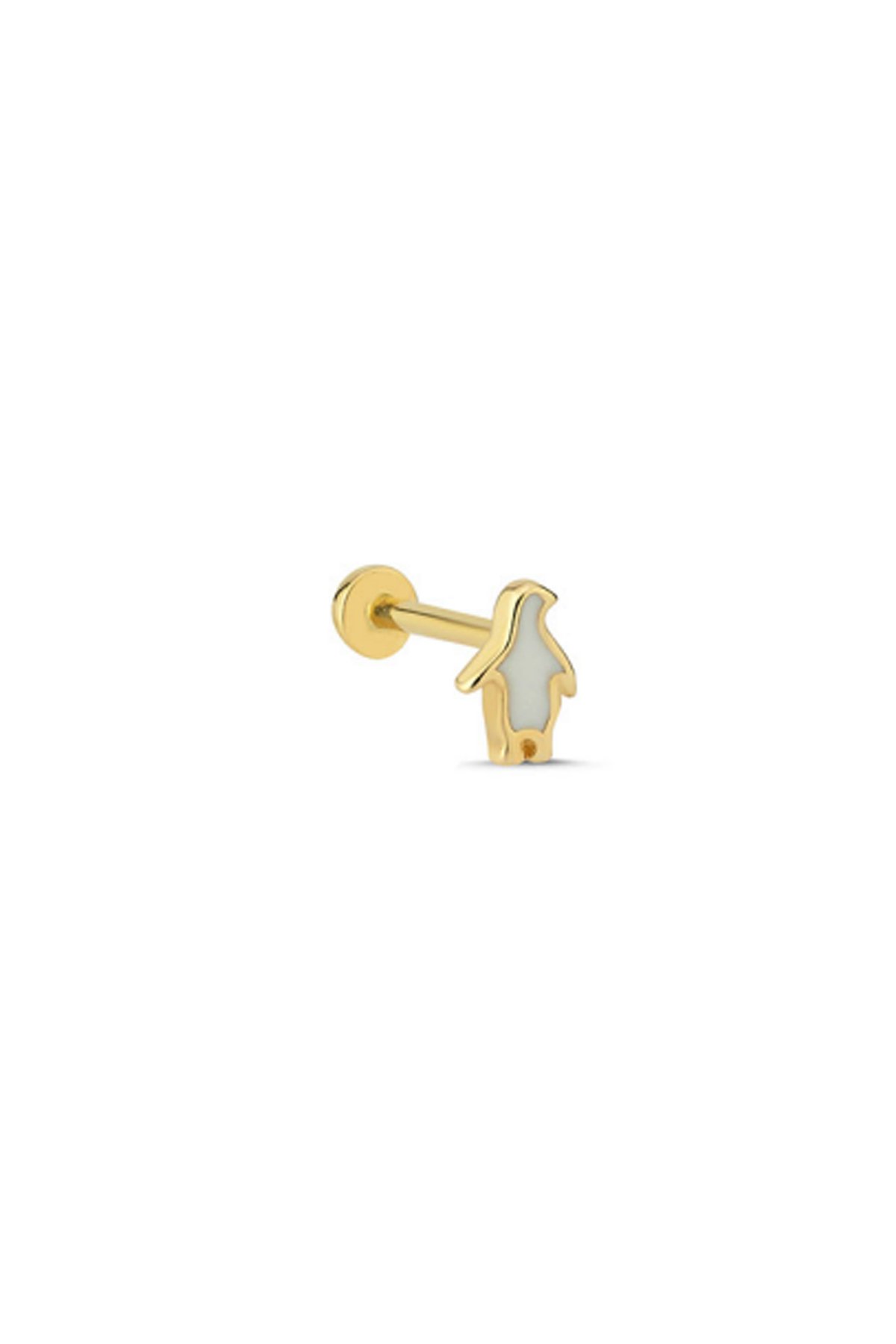 Beyaz Mineli Penguen Tragus Piercing - Yavuz Kuyumculuk (1)