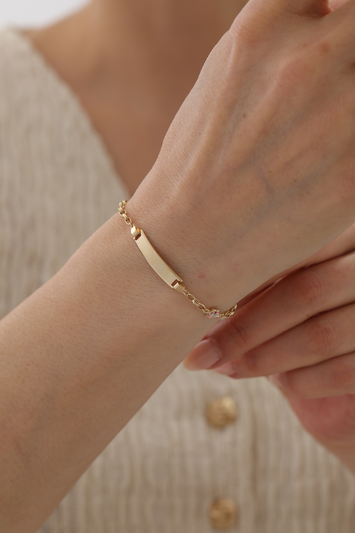 Çiçek Figürlü Plakalı Çocuk Bilekliği - Yavuz Kuyumculuk (2)