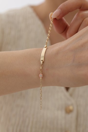 Çiçek Figürlü Plakalı Çocuk Bilekliği - 3