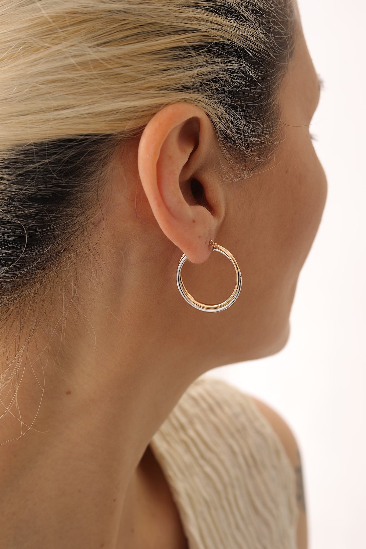 Çift Renk Halka Küpe - Yavuz Kuyumculuk (1)