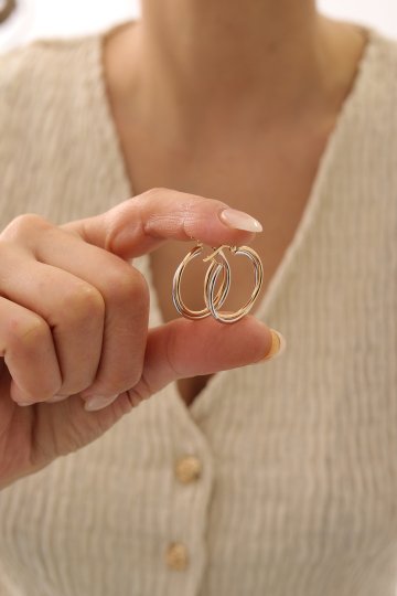 Çift Renk Halka Küpe - 3