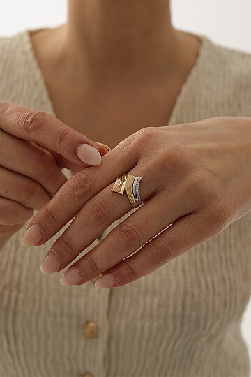 Çift Renk Taşlı Modern Yüzük - 2