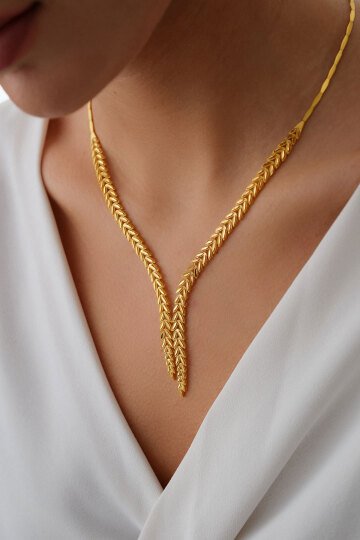 Çift Sıra Başak Kolye - 1