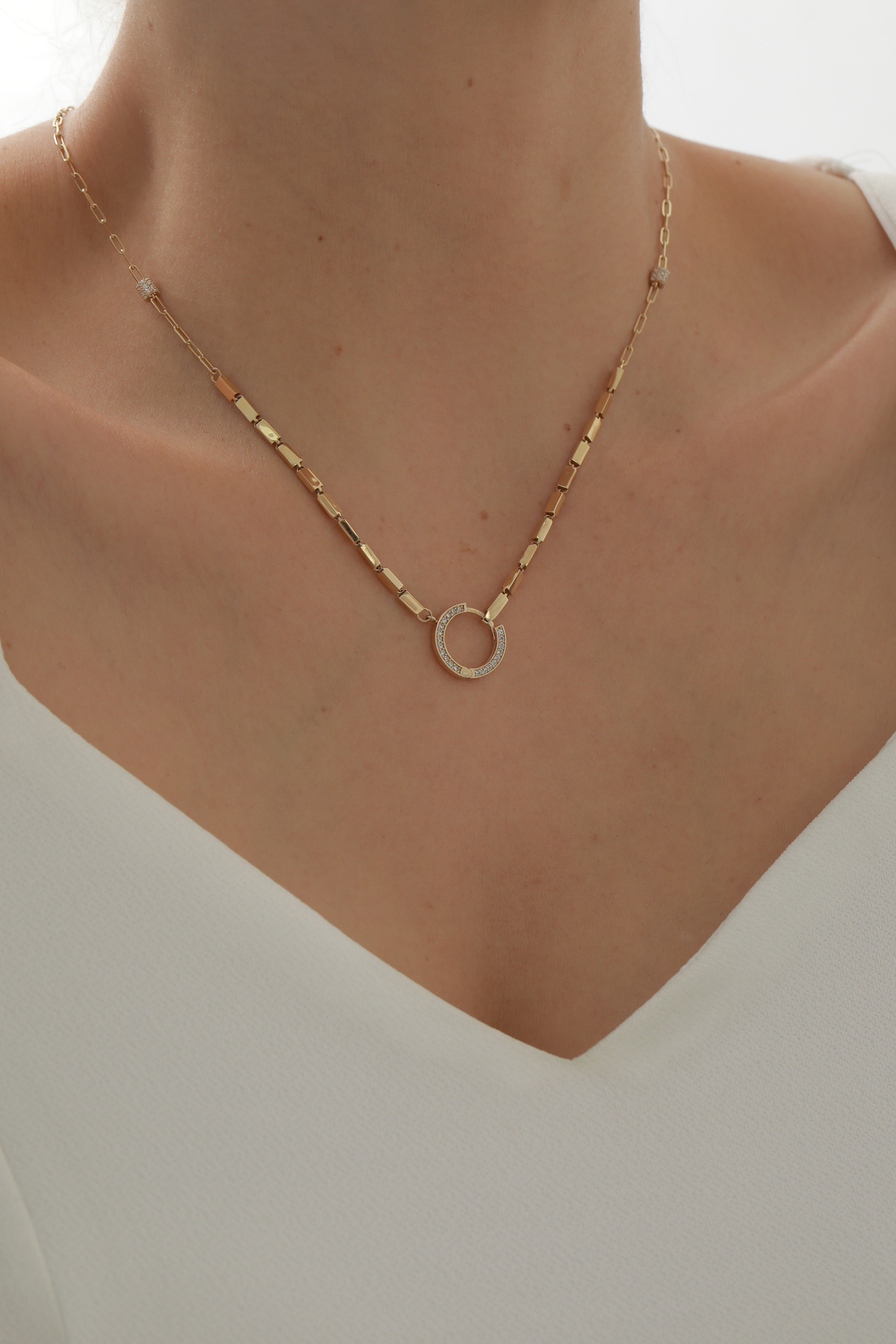 Çift Zincir Modern Çember Kolye - Yavuz Kuyumculuk (1)