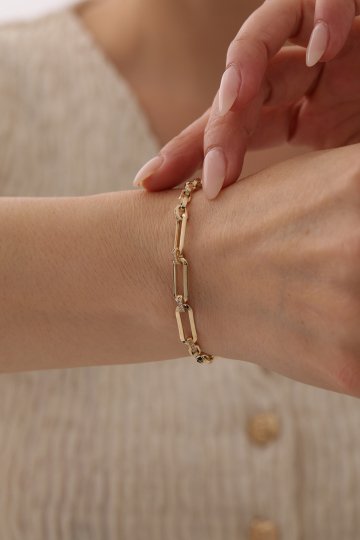 Çift Zincir Modern Taşlı Bileklik - 1