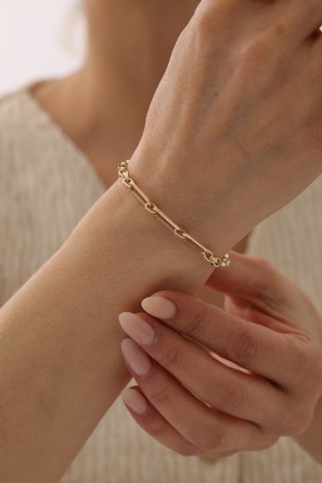 Çift Zincir Modern Taşlı Bileklik - 2