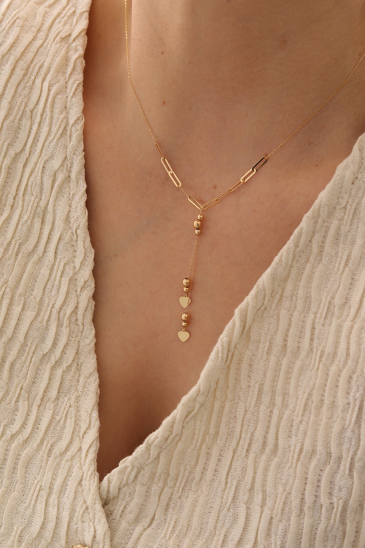 Çift Zincir Sarkıt Kalp Kolye - Yavuz Kuyumculuk (1)