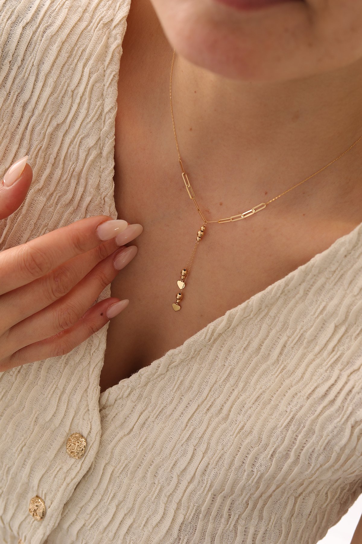 Çift Zincir Sarkıt Kalp Kolye - Yavuz Kuyumculuk (2)