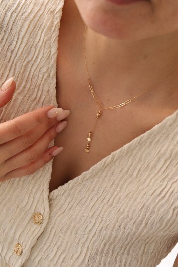 Çift Zincir Sarkıt Kalp Kolye - 2