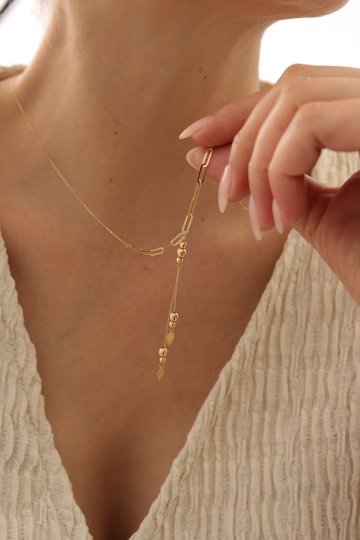 Çift Zincir Sarkıt Kalp Kolye - 3