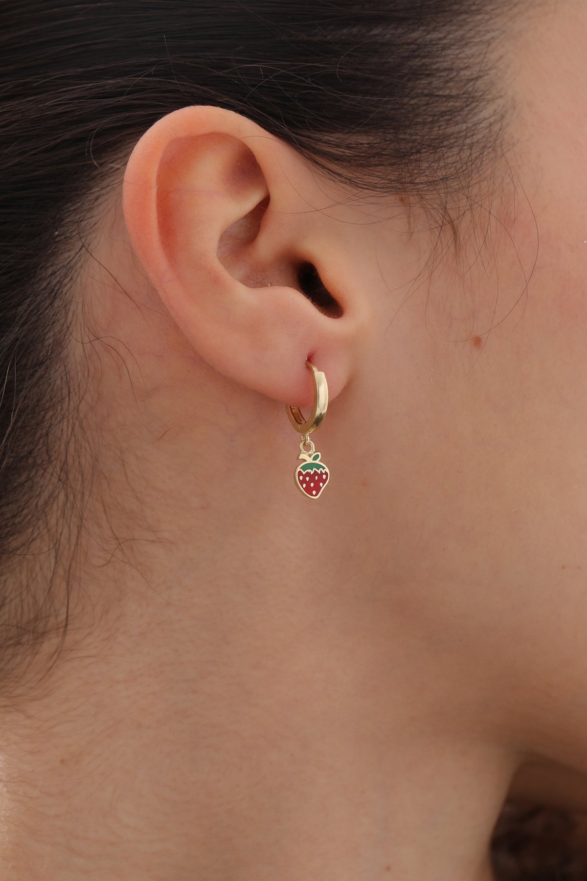 Çilek Detaylı Halka Küpe - Yavuz Kuyumculuk (1)