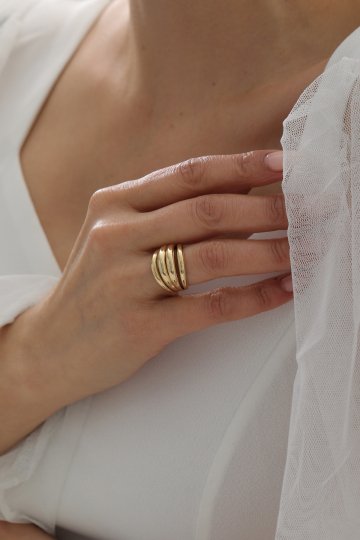 Çizgili Kalın Bombe Yüzük - 1