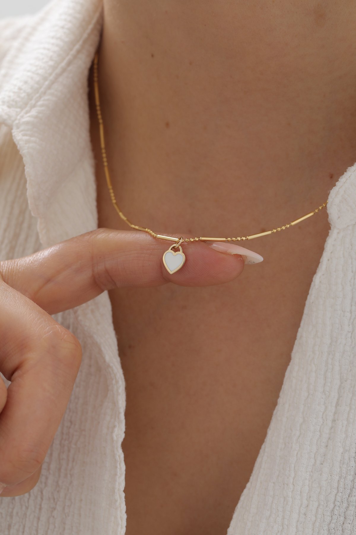 Çubuk Zincir Renkli Kalp Kolye - Yavuz Kuyumculuk (3)