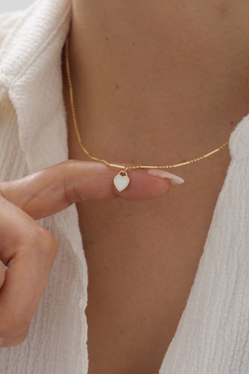 Çubuk Zincir Renkli Kalp Kolye - 3