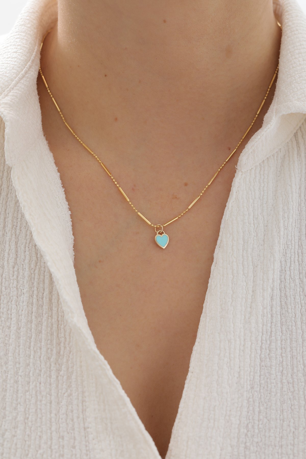 Çubuk Zincir Renkli Kalp Kolye - Yavuz Kuyumculuk (4)