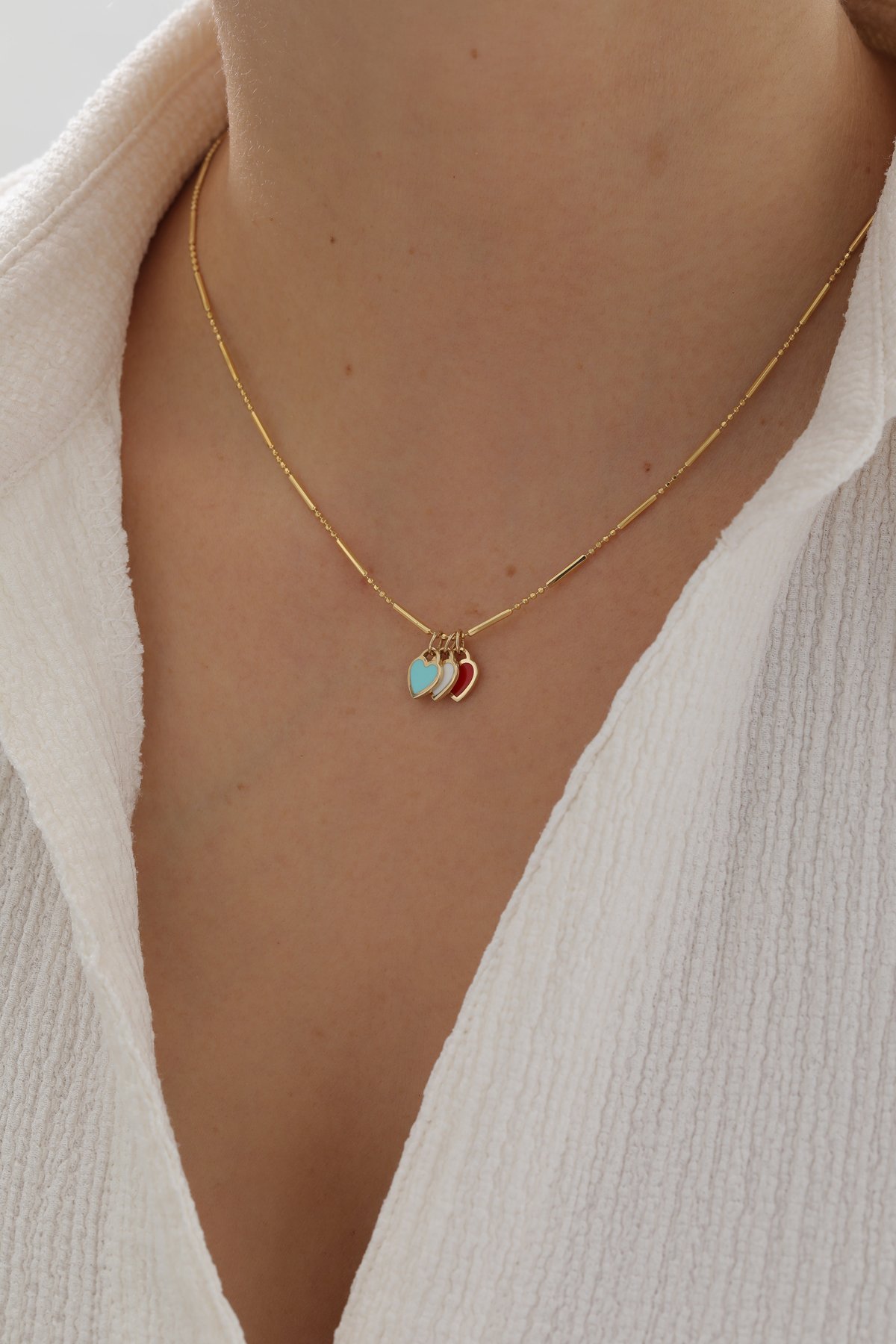 Çubuk Zincir Renkli Kalp Kolye - Yavuz Kuyumculuk (5)