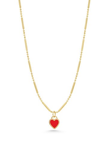 Çubuk Zincir Renkli Kalp Kolye - 2