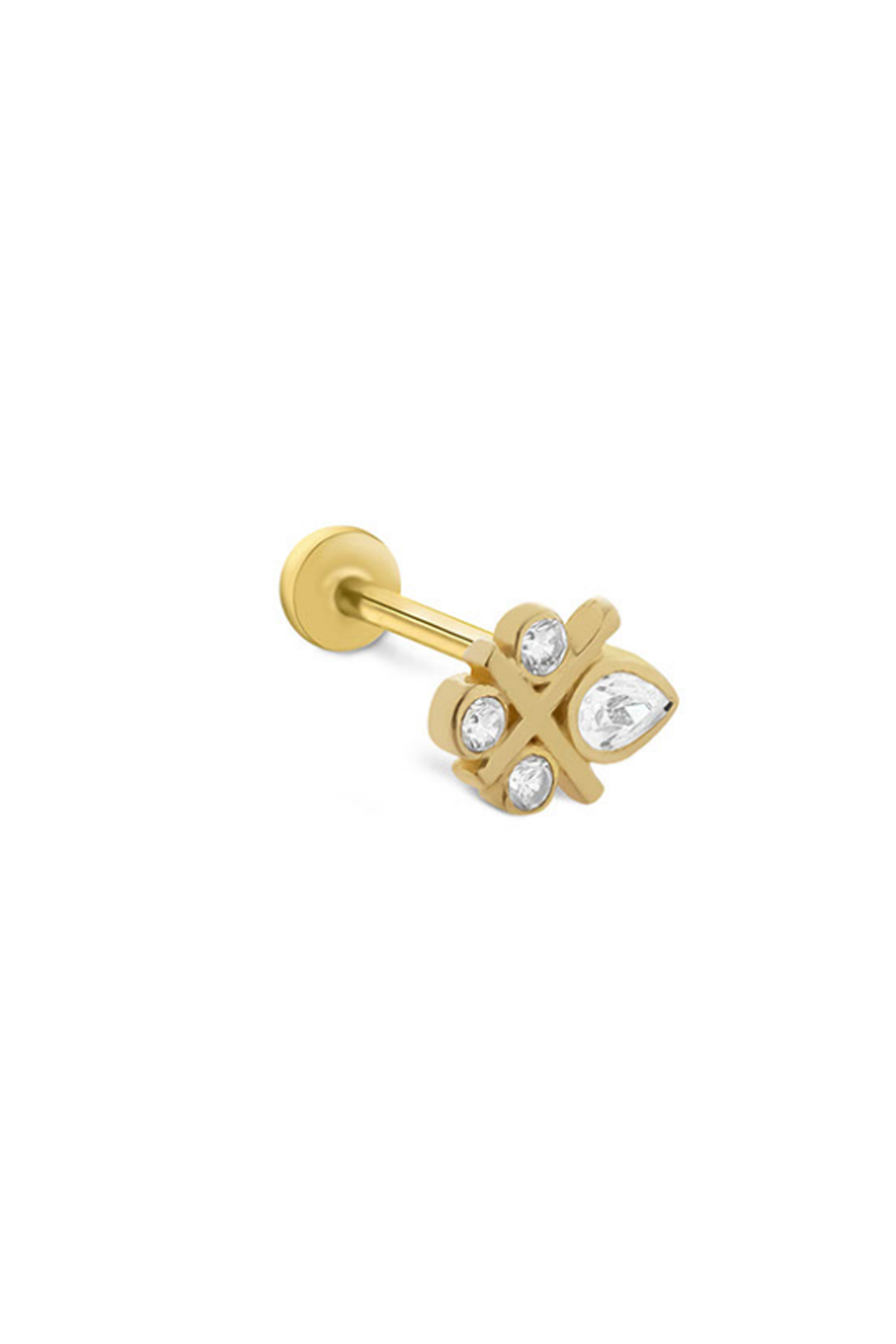 Damla Taşlı Geometrik Tragus Piercing - Yavuz Kuyumculuk (1)