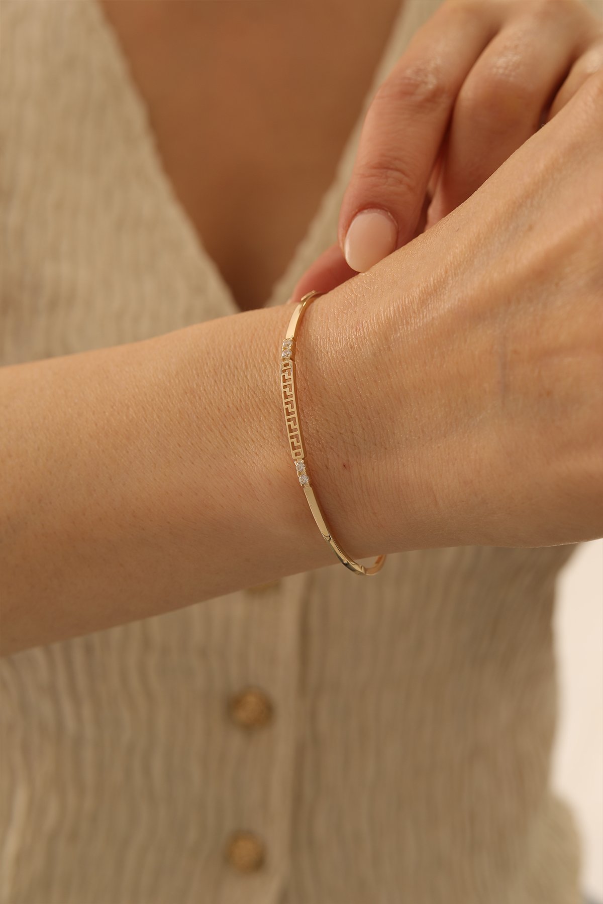 Desenli Taşlı Kelepçe - Yavuz Kuyumculuk (1)