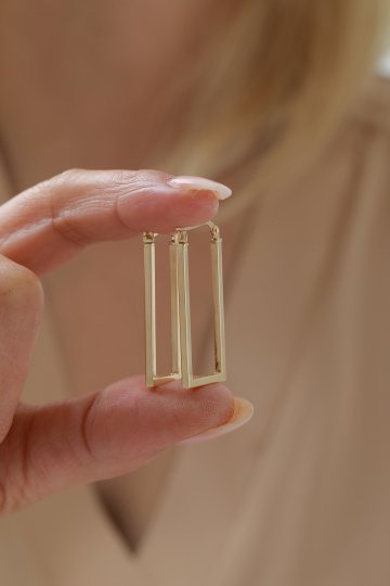 Dikdörtgen Halka Küpe - 3