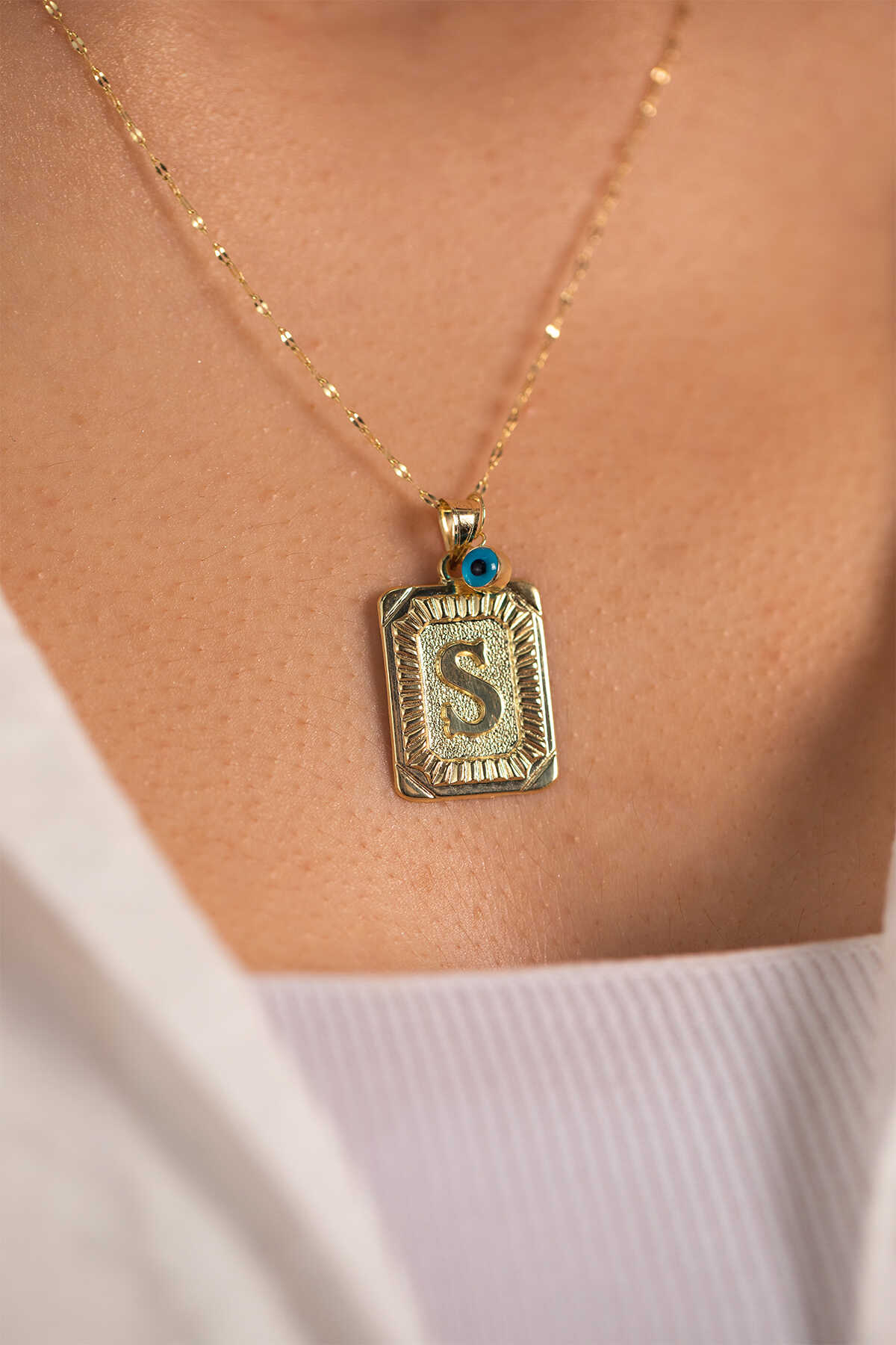 Dikdörtgen Nostaljik Harf Kolye Ucu - Yavuz Kuyumculuk (3)