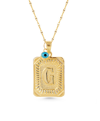 Dikdörtgen Nostaljik Harf Kolye Ucu - 2