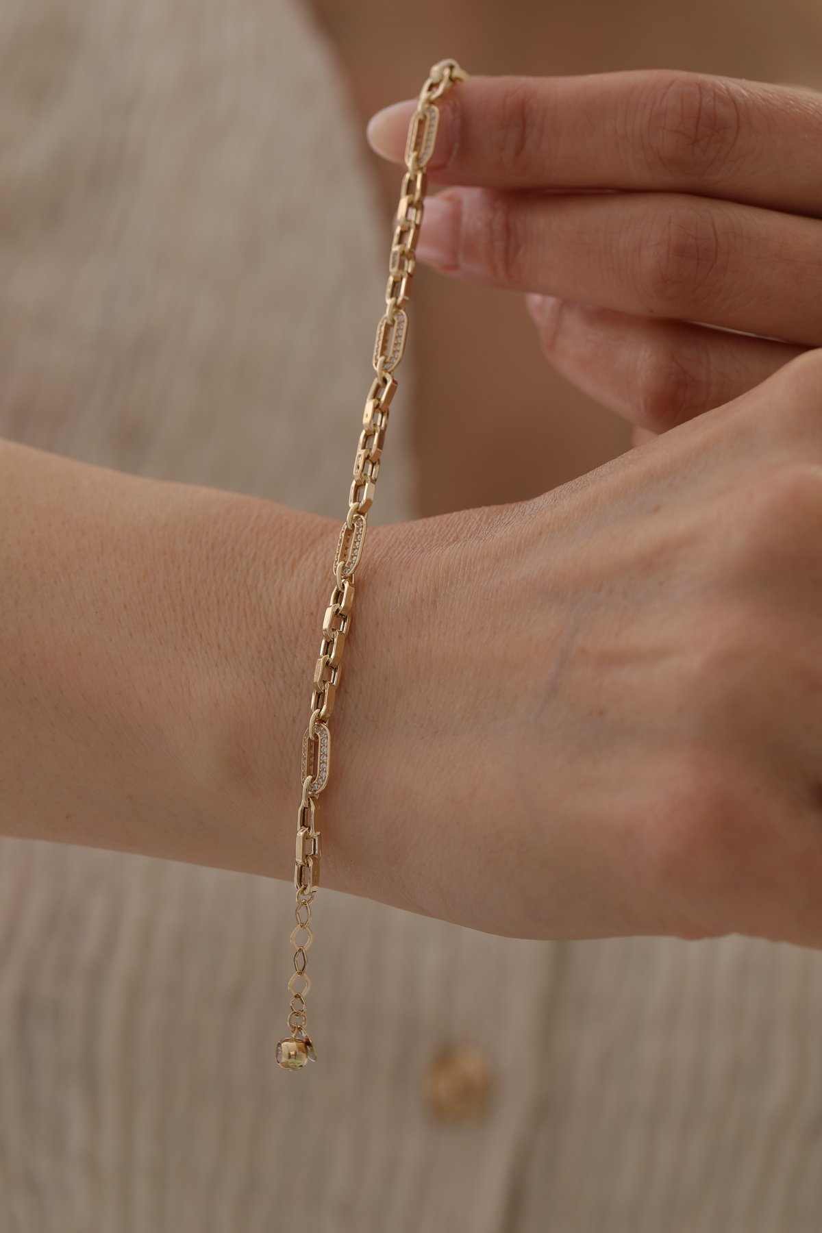 Doc Zincir Taş Detaylı Modern Bileklik - Yavuz Kuyumculuk (3)