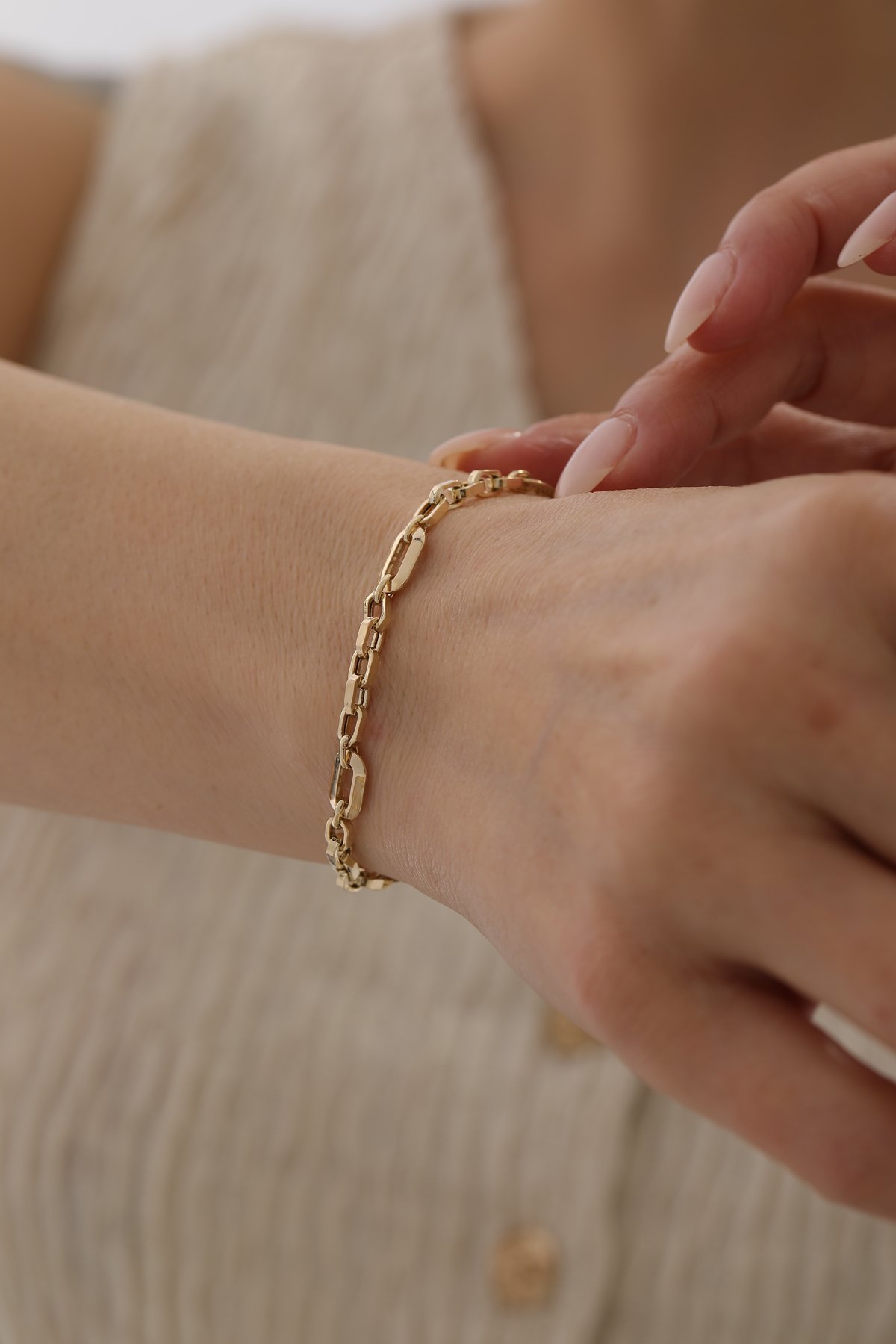 Doc Zincir Taş Detaylı Modern Bileklik - Yavuz Kuyumculuk (1)