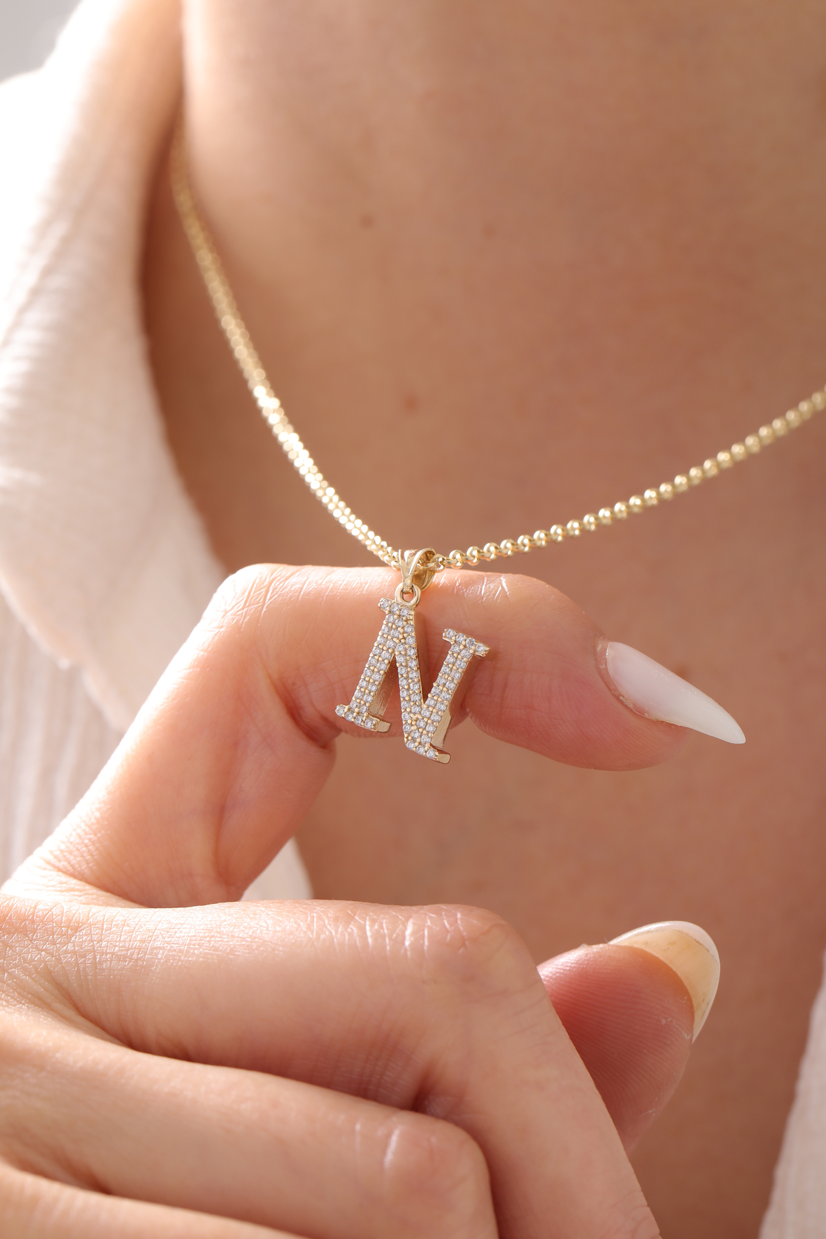 Doch Zincir Taşlı Harf Kolye - Yavuz Kuyumculuk