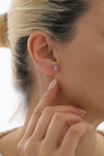 Dondurma Desenli Çocuk Top Küpe - 3