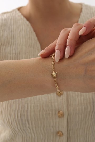Dorika Toplu Ataş Zincir Yıldız Bileklik - 1
