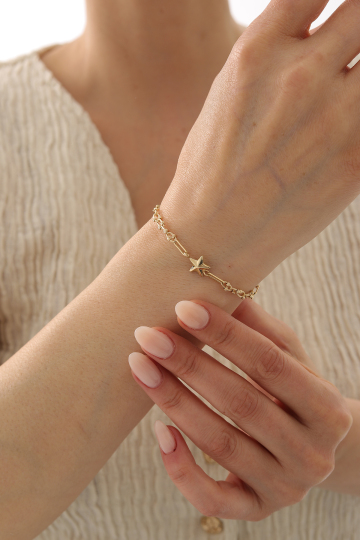 Dorika Toplu Ataş Zincir Yıldız Bileklik - 3